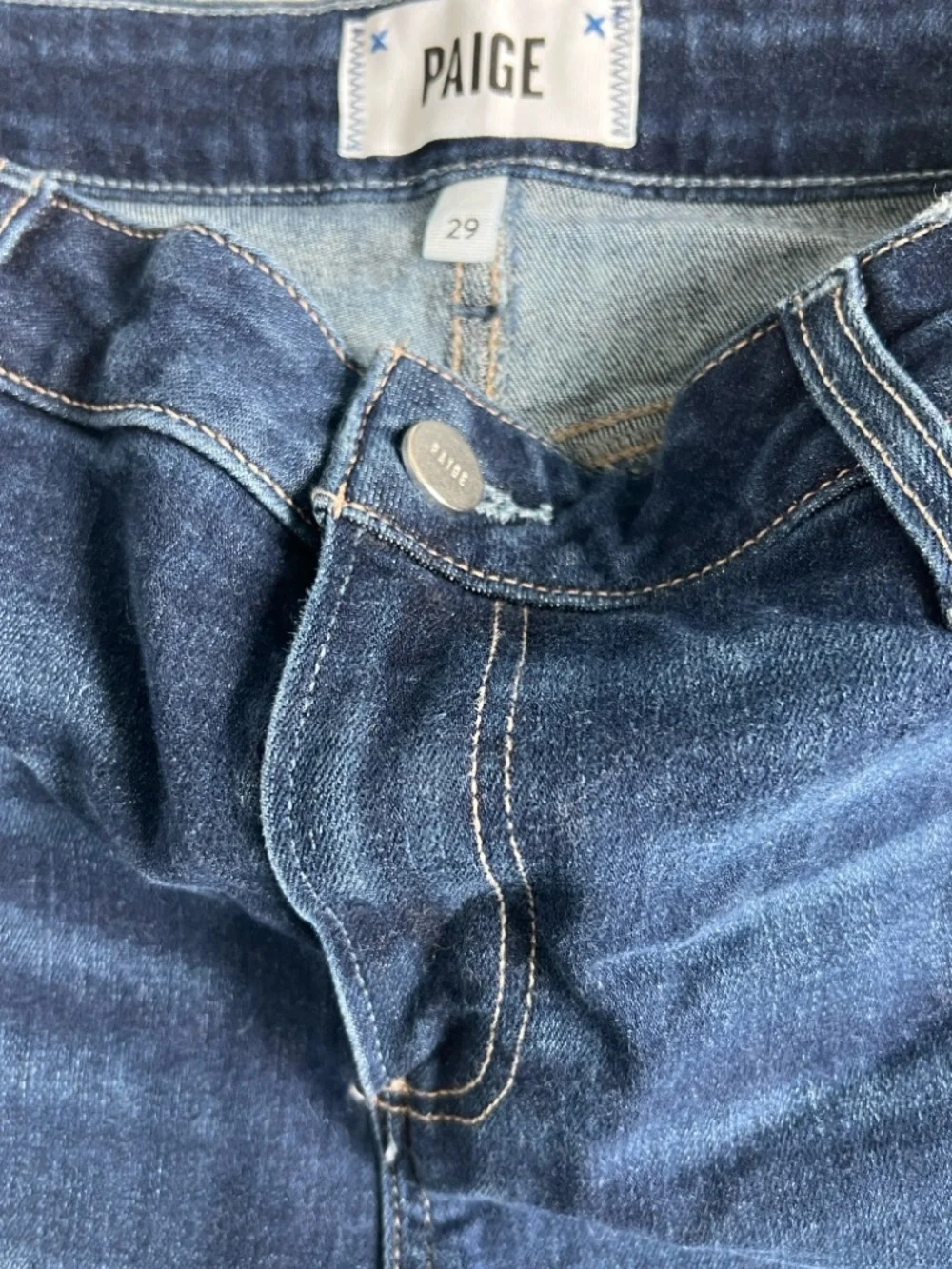 Paige women’s Dark Blue Denim Roll-Cuff Shorts - Picture 3 of 6